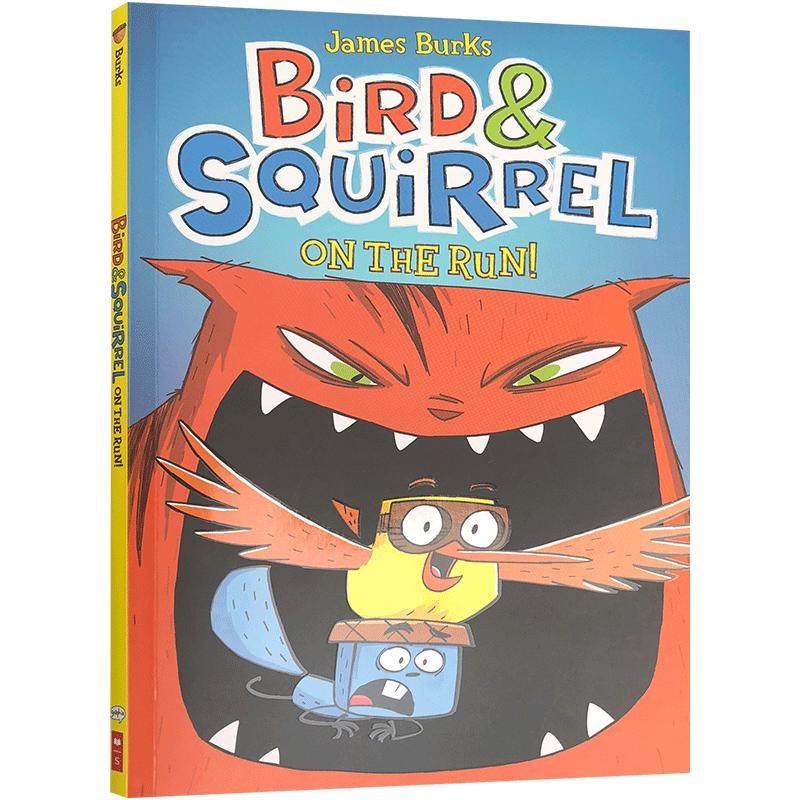 英文原版Bird & Squirrel on the Run 小鸟与松鼠1 儿童启蒙全彩漫画小说 趣味幽默故事书 睡前故事绘本读物 7-8-9-10岁轻松学英文
