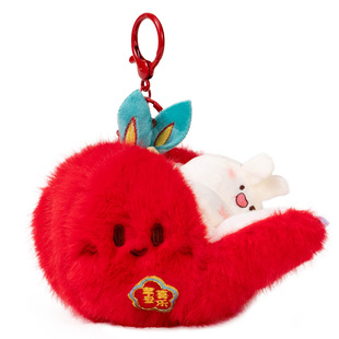 可爱藏在水果里的祝福语钥匙扣挂件苹果橘子榴莲玩偶书包背包挂饰