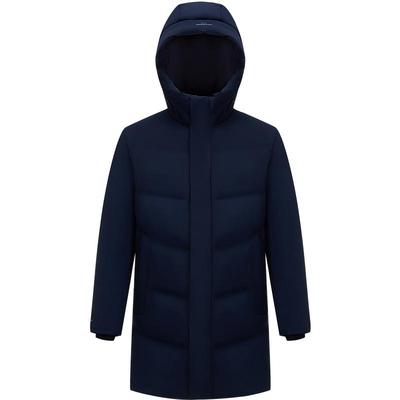 波司登商务连帽中长羽绒服男鹅绒
