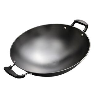 华邦大炒锅铁锅双耳尖底锅铸铁老式炒菜锅无涂层不粘锅燃气圆底锅