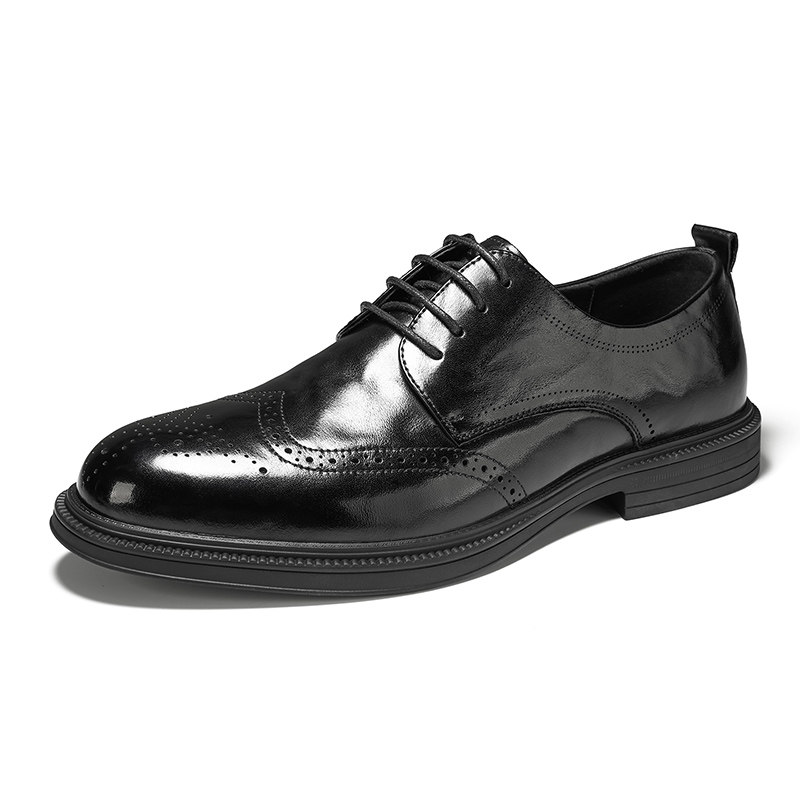 红蜻蜓商务正装英伦风雕花德比鞋