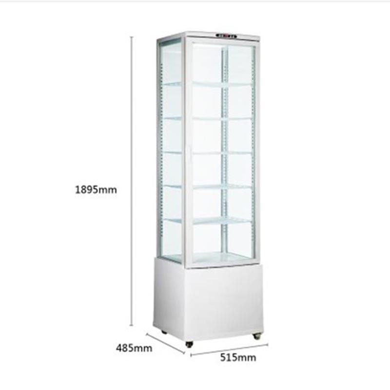 批发供应除雾立式四面透明玻璃冷藏柜饮料鲜花蛋糕卤菜串串展示柜