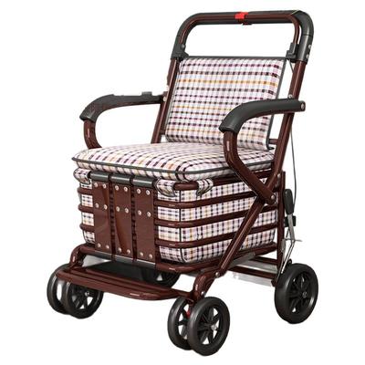 老人手推车可推可坐代步买菜购物老年人行走助行便携可折叠小推车