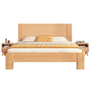 全实木床现代简约1.5m家用主卧床1米8双人床出租房用经济型单人床