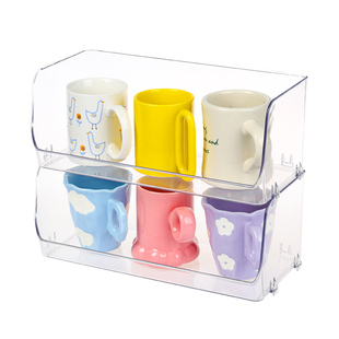 桌面杯子收纳架亚克力一次性纸杯架家用玻璃茶水杯大容托盘置物架