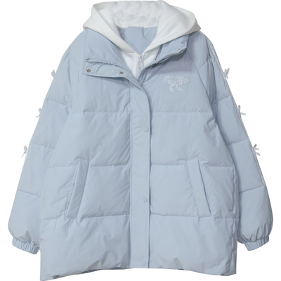 学生蝴蝶结白鸭绒羽绒服