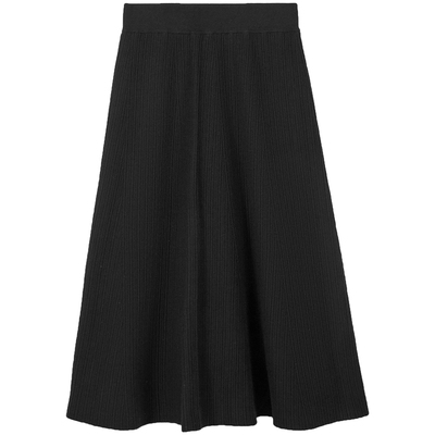 热风冬季女士A字针织裙纯色气质半身裙高级感长裙女