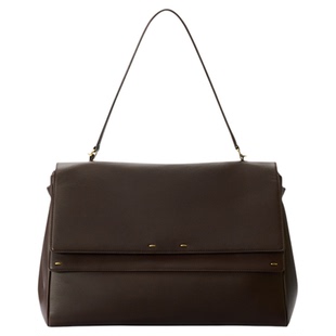 Fabrique平纹牛皮配肩带单肩手提斜挎双肩翻盖公文包摩卡棕色中号