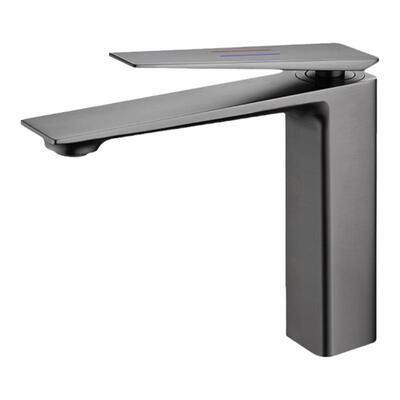 枪灰色冷热水面盆水龙头全铜浴室柜洗脸盆台下盆拉丝金单孔笼头