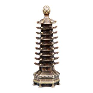 黄铜九层塔文昌塔工艺品纯铜文昌塔小摆件铜器复古实心托塔小号