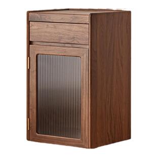 方迪黑胡桃实木茶桌阳台新中式茶水柜客厅边几可移动茶台小茶车