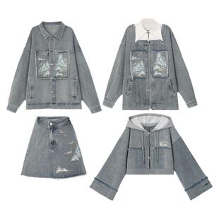 【明星同款】千里江山新中式国风情侣无性别牛仔外套森女部落原创