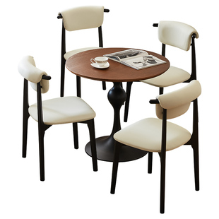 餐桌椅组合实木洽谈桌复古小餐桌圆形阳台小圆桌中古咖啡桌子茶桌