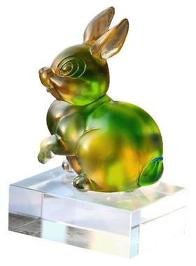 免费刻字夏尚逸典琉璃兔子摆件