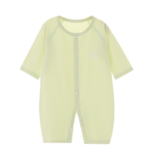 婴儿连体衣夏季薄款长袖睡衣家居服夏天新生儿衣服宝宝空调服夏装