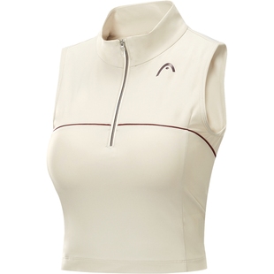 【带胸垫】HEAD海德紧身短款立领网球运动马甲25夏新半开襟背心女