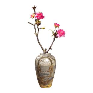 内有多款天然草花石国画石奇石工艺品中式摆件免漆打蜡将军瓶花瓶