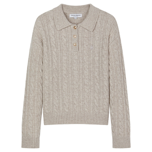 【四季绞花】TeenieWeenie小熊女绵羊毛山羊绒POLO领毛衣针织开衫