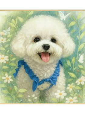 方钻钻石画2026新款满钻小狗比熊萌宠粘贴砖点钻十字绣可爱小动物