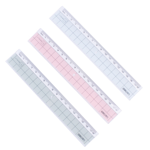 得力直尺透明格尺小学生用文具波浪韩国风简约可爱折叠长尺子30cm