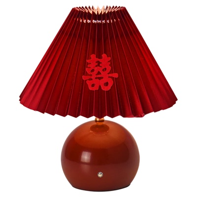 陪嫁新婚长明灯结婚一对高档婚房酒红色台灯床头灯结婚礼物送新人