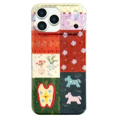 复古碎花拼接苹果小马苹果手机壳