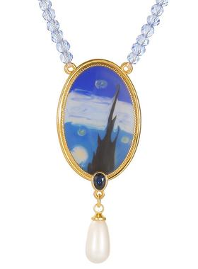 JuicyGrape星月夜珐琅珍珠项链