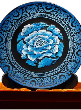 金乌炭雕青花芙蓉家居中国风摆件