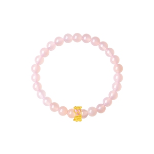 周大福SOINLOVE「宝藏女孩」粉色双色绣球花黄金粉玉髓手串VR1608