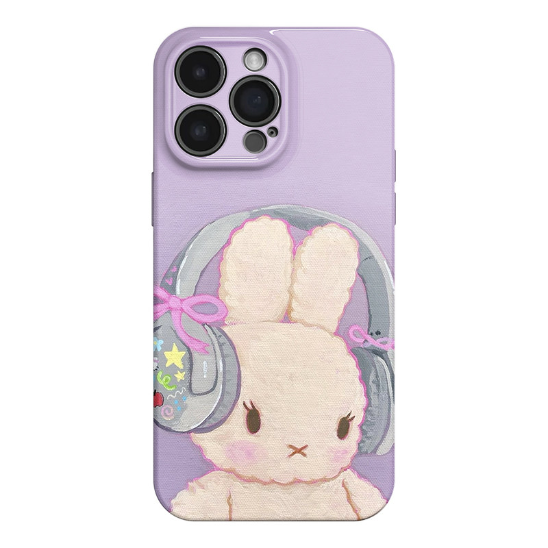 听音乐兔子适用iPhone17promax苹果16小米15新款mate80华为p70红米K90可爱nova14新年vivox300女一加15手机壳