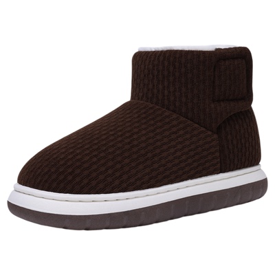 冬季男士高帮保暖棉鞋加厚毛绒居家外穿中老年人防滑女包跟棉拖鞋