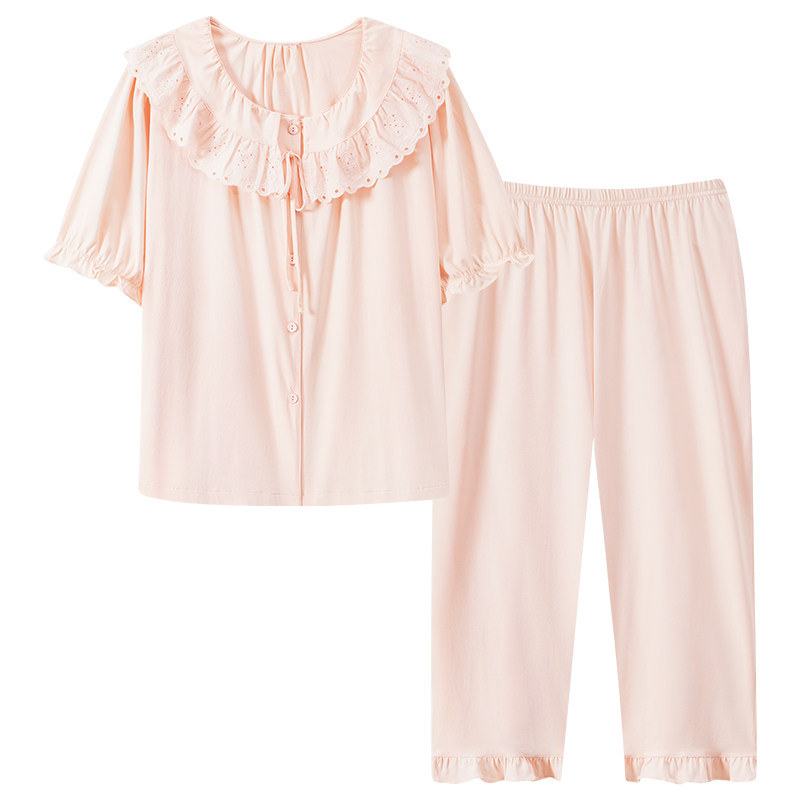 康汝雅夏季纯棉短袖七分裤家居服