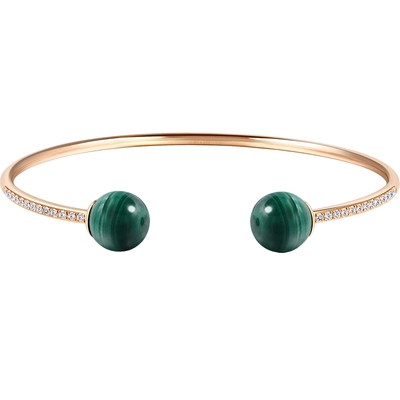 「宇」系列玫瑰金孔雀石钻石手镯