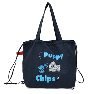 十七家可爱小狗束口抽绳两用双肩包2026新款潮轻便学院风单肩背包