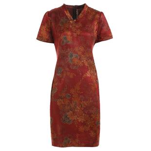 乔万尼商场同款中年妈妈裙子夏装高贵连衣裙重磅真丝旗袍款高级感