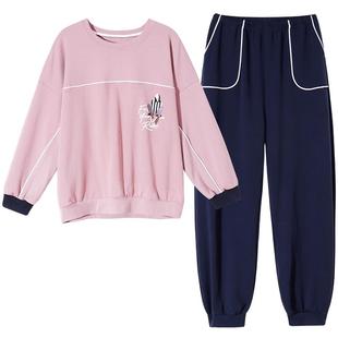 女士睡衣2024年新款春秋季纯棉长袖喜庆红色可出门外穿家居服套装