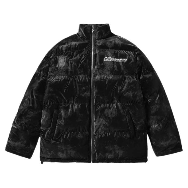 GENANX闪电潮牌黑色羽绒服冬季情侣羽绒服潮流百搭棉服保暖外套男