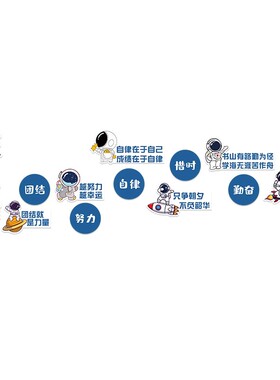 班级文化学生励志标语太空人墙贴