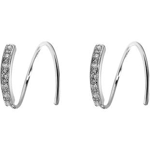 卡伦图925纯银镶钻耳环女18K玫瑰金弯曲波浪气质耳饰2026新款耳钉