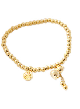 18k包金福牌葫芦吊坠弹力绳手链