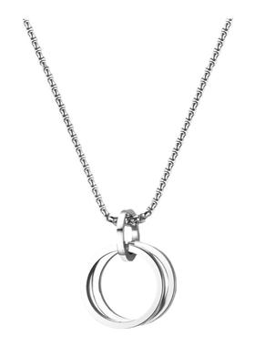 钛钢不锈钢男女双环项链