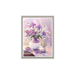 紫色花瓶钻石画2026年新款高颜值手工5d点贴钻十字绣客厅餐厅满钻