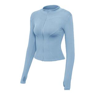 加绒秋冬速干衣运动外套女紧身锻炼瑜伽服长袖拉链立领跑步健身服