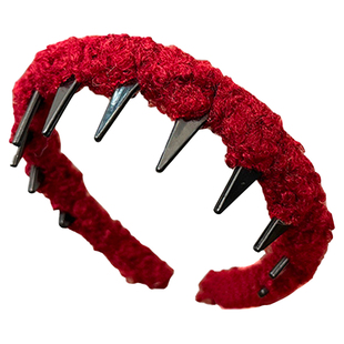 新年红色高颅顶毛绒发箍女款高级感洋气时尚头箍日常外戴发卡头饰