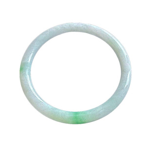 翡翠林秀气年轻阳绿飘花翡翠手镯55缅甸天然正品细圆条玉镯美人镯