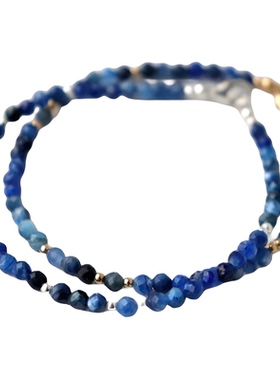 纯银9K金填充蓝晶石矢车菊手链