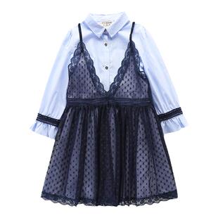 IVY HOUSE常春藤童装女童春秋季款连衣裙套装优雅活泼网纱公主风