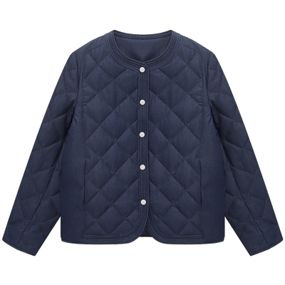 Basic House/百家好冬季新款菱格纽扣外套25简约轻薄保暖羽绒服女