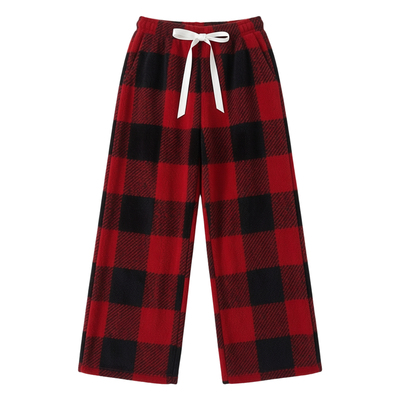 Casual loose checkered wide leg pants 休闲宽松系带格子阔腿裤