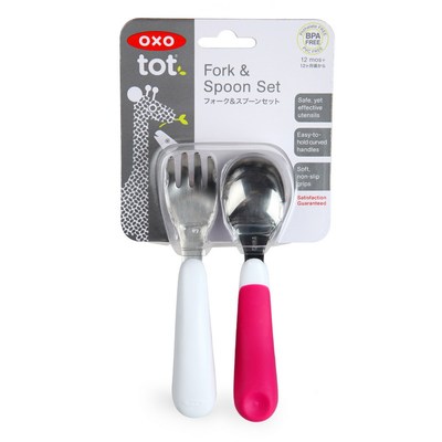 OXOtot宝宝餐具防滑不锈钢叉勺